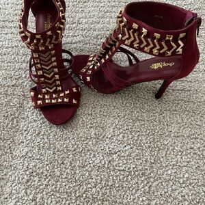 Charlotte Russe Burgundy Heels with Gold Studs